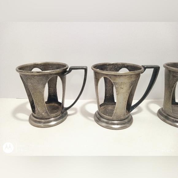 Soda Fountain Ice Cream Cup Holder Set Of 4 Vintage Retro Metal Lily Fountain - Picture 2 of 8